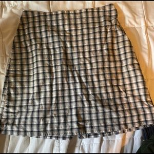 Brown + black plaid pencil skirt